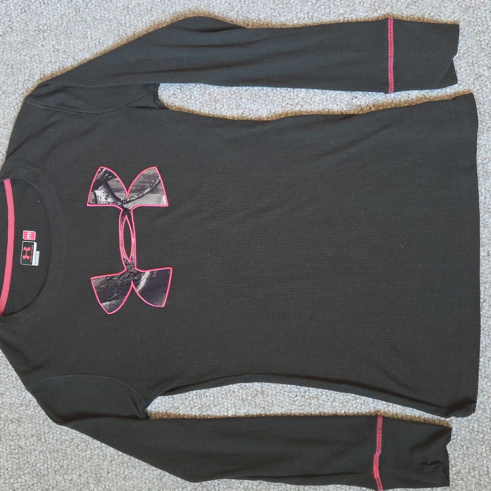 Under Armour Womens Dark Green Waffle Long Sleeve Tee